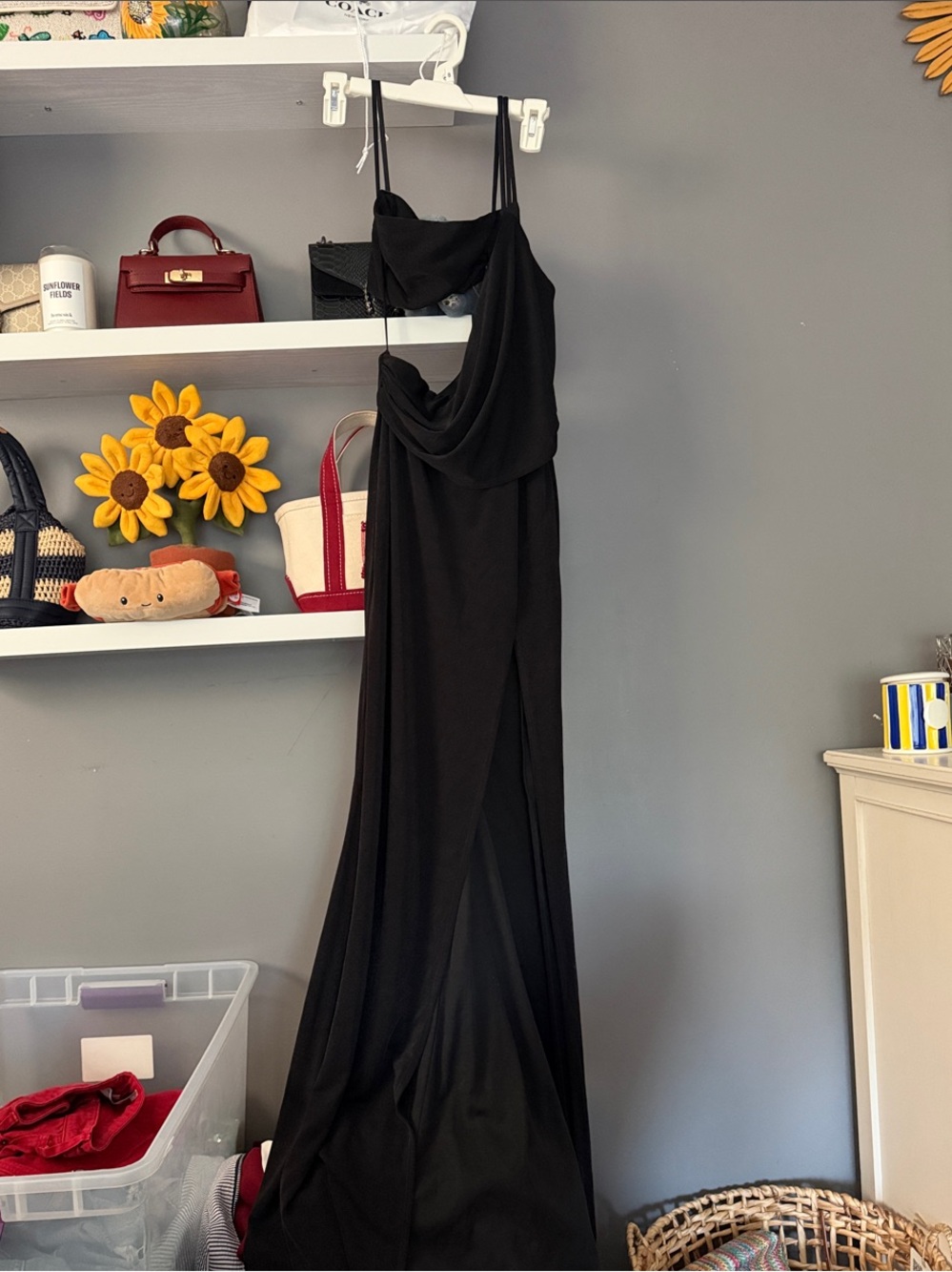 Elegant Black Draped Evening Dress for Women